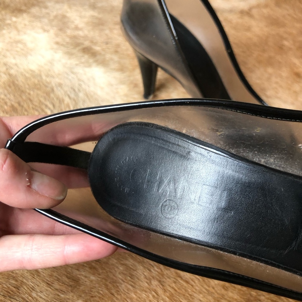 Chanel Black patent leather lucite CC stitched Women's pumps size 39 - Picture 6 of 10